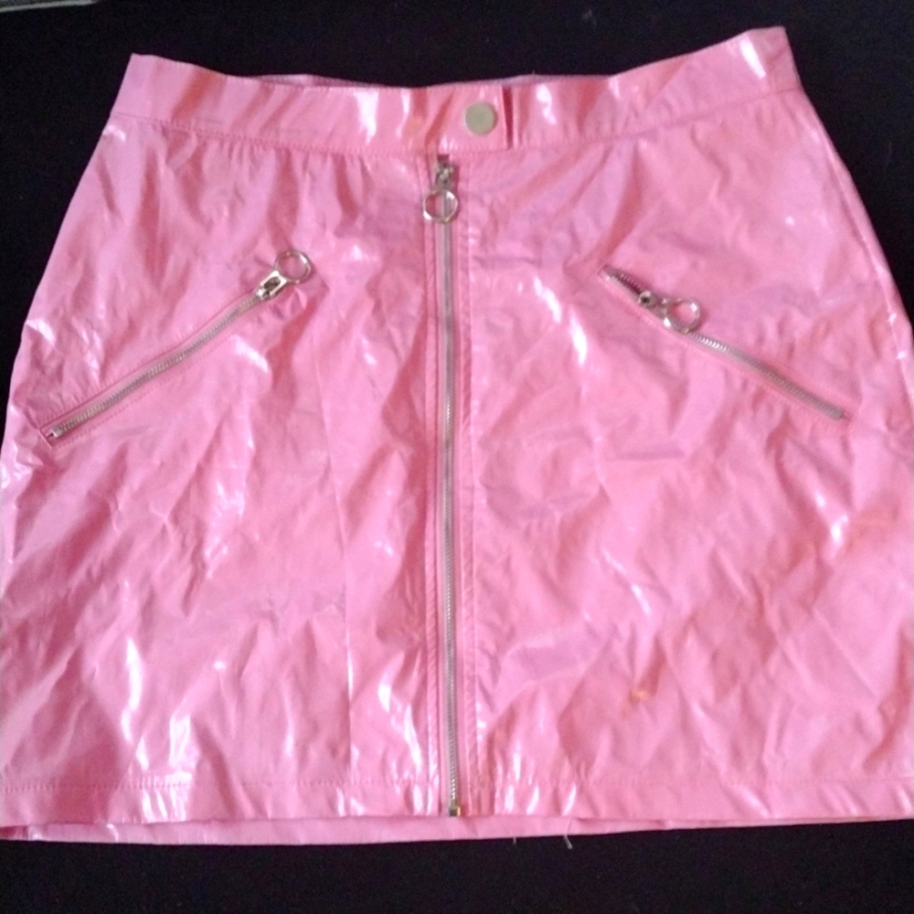pink pvc skirt